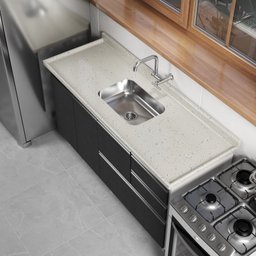 Pia de Cozinha em Mármore Sintético com Cuba em Aço Inox 120cmx55cm Aj Rorato - 3