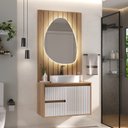 Ver imagem 1 de Conjunto para Banheiro Clarice 78cm C/ Tampo Painel e Espelho Orgânico Led - Fabribam