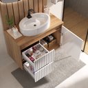 Ver imagem 2 de Conjunto para Banheiro Clarice 78cm C/ Tampo Painel e Espelho Orgânico Led - Fabribam