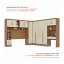 Ver imagem 5 de Guarda-Roupa Modulado Casal 4 Peças 11 Portas 2 Gavetas Cabeceira Escrivaninha MDF Cinamomo/Off Whit
