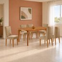 Ver imagem 1 de Conjunto de Mesa de Jantar Dublin 180 Tp MDF Laminado Canto Copo 6 Cadeiras Estela