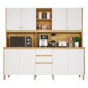 Ver imagem 1 de Armário de Cozinha Ferrari 8P 3g MDF-MDP 218cm Off White Cinamomo Valdemóveis