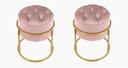 Ver imagem 1 de Kit 2 Puff Banqueta Estofado Decorativo Base de Ferro Capitonê Suede Rosa Eli Móveis e Decoração