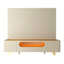 Ver imagem 2 de Rack Painel para TV até 84 Polegadas com LED 100% MDF 217cmx237cm 1 Gaveta 2 Portas Luminare Nobre Bege Off White/Naturale