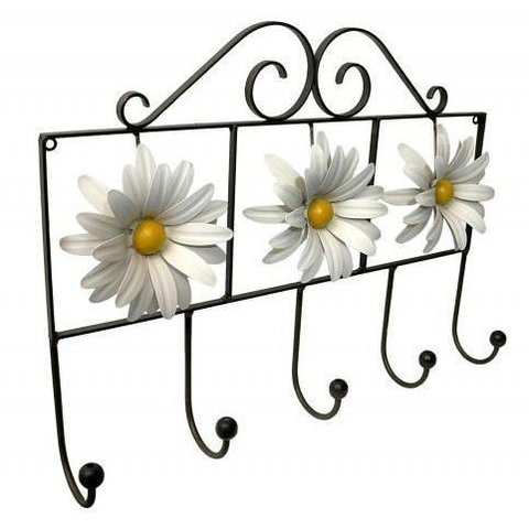Cabide com Flor Artesanal Rústico Decorativo de Ferro para Quarto de Parede Libertas Rosas Artesanat