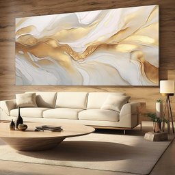 Quadro Decorativo para Sala Quarto Hall Abstrato Dourado Luxo Grande Decoração Parede Tela - 1