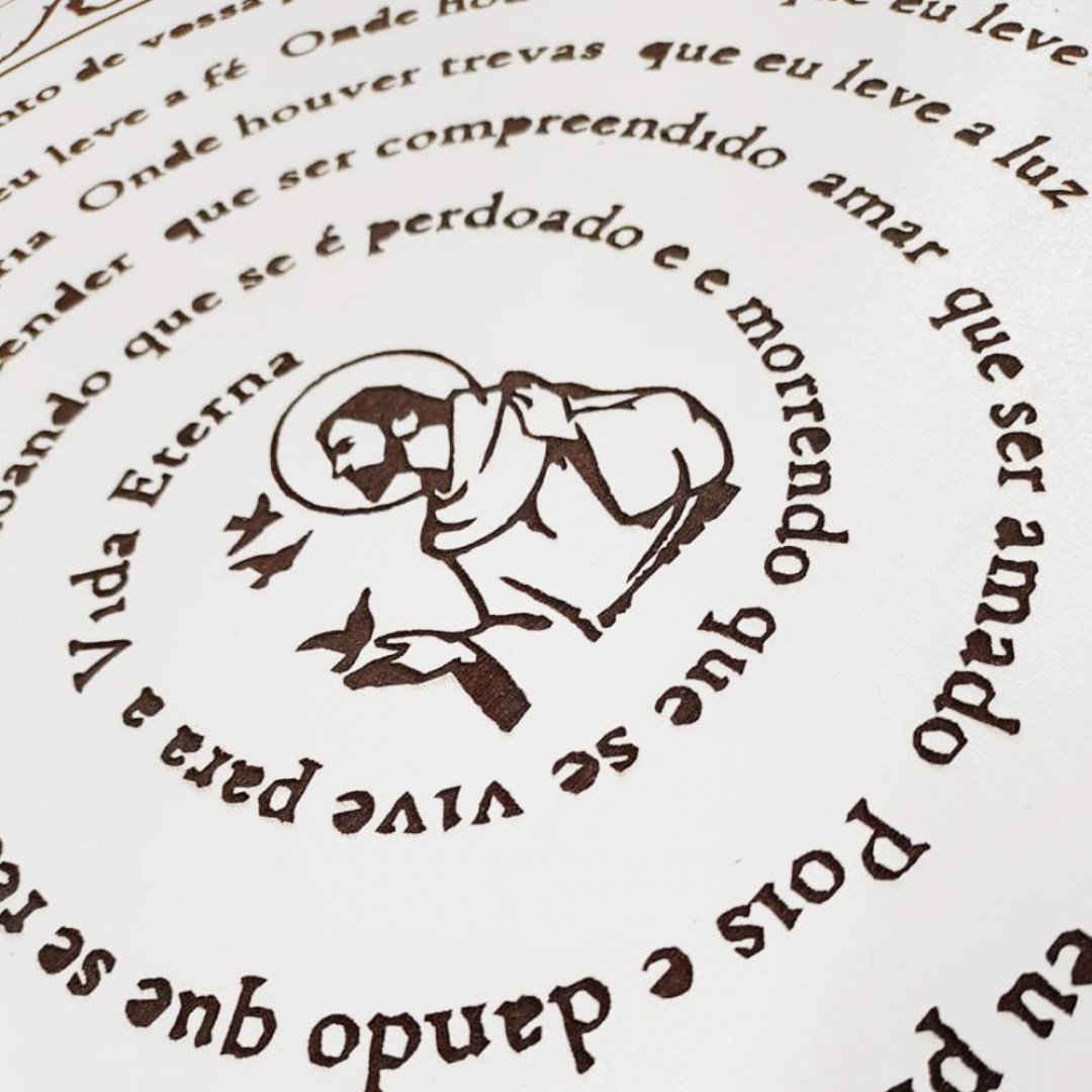 Mandala Oração de São Francisco em branco MDF 30 cm - 2
