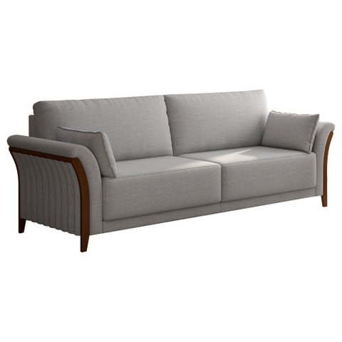 Sofá 3 Lugares 222cm Perry Linho Cinza Claro - Sallar Home
