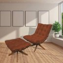 Ver imagem 2 de Kit Poltrona com Puff Costela Base em Madeira Giratória - Terracota