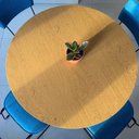 Ver imagem 5 de Conjunto Duas Cadeiras de Jantar Minimalista Roma Linho Azul Base Aço Preto - Ooca Móveis