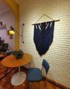 Ver imagem 6 de Conjunto Duas Cadeiras de Jantar Minimalista Roma Linho Azul Base Aço Preto - Ooca Móveis