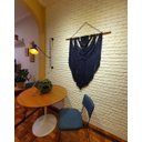 Ver imagem 6 de Conjunto Duas Cadeiras de Jantar Minimalista Roma Linho Azul Base Aço Preto - Ooca Móveis