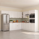 Ver imagem 1 de Cozinha Completa Modulada Americana 10 Peças Paneleiro Torre Quente e Balcão com Tampo Unna Yescasa Branco