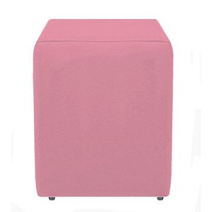 Puf Puf Banqueta Cubo Quadrado Decorativo Suede Rosê