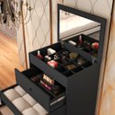 Ver imagem 5 de Penteadeira com Gavetas Espelho e Banqueta Branca Olivia Mdf:preto