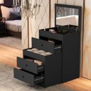 Ver imagem 2 de Penteadeira com Gavetas Espelho e Banqueta Branca Olivia Mdf:preto