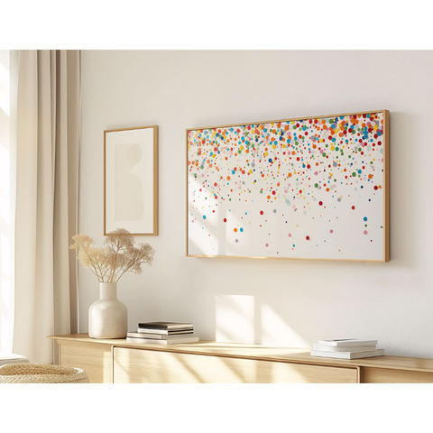 Quadro Decorativo N°58 140x80cm - Panorâmico Abstrato - Confetes - Madeira Clara - Rollflex