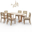 Ver imagem 2 de Mesa de Jantar Liz 180x90cm Vidro 40mm Cinamomo Off White com Kit 6 Cadeiras Veludo Bege - Valdemó