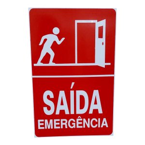 Placa de Sinalização Saida de Emergencia 20 X 30 Cm Vermelha
