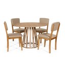Ver imagem 1 de Mesa de Jantar Redonda Gabi Jade com 4 Cadeiras Estofadas Ella Bege