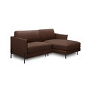 Ver imagem 2 de Sofá Decorativo Karine 3 Lugares Sala de Estar 230cm com Chaise Pés em Aço Couro Marrom Chocolate G8