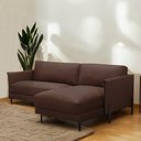 Ver imagem 1 de Sofá Decorativo Karine 3 Lugares Sala de Estar 230cm com Chaise Pés em Aço Couro Marrom Chocolate G8