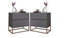 Ver imagem 2 de Conjunto 2 Mesas de Cabeceira Estilo Industrial 2 Gavetas Eros 45 Base Cobre:cinza