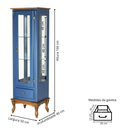 Ver imagem 5 de Cristaleira de Madeira 1 Porta Gaveta e Espelho com Pés Luiz Xv - Azul Bic com Tampo e Base Imbuia G