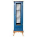 Ver imagem 3 de Cristaleira de Madeira 1 Porta Gaveta e Espelho com Pés Luiz Xv - Azul Bic com Tampo e Base Imbuia G