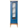 Cristaleira de Madeira 1 Porta Gaveta e Espelho com Pés Luiz Xv - Azul Bic com Tampo e Base Imbuia G - 3