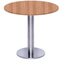 Ver imagem 1 de Mesa Beta Big Inox 75 Cm (alt) Disco Redondo Tampo Mdp Redondo 70 Cm (larg) X 2,50 Cm (alt) Noce