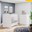 Ver imagem 6 de Berço Nacional e Cômoda Infantil Bala de Menta Branco com Colchão Ortobom – Henn
