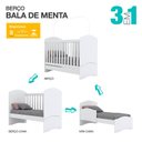 Ver imagem 5 de Berço Nacional e Cômoda Infantil Bala de Menta Branco com Colchão Ortobom – Henn