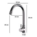 Ver imagem 5 de Torneira com Misturador Quente/frio para Cozinha, Bancada, Mesa Metal Inox Fc-114