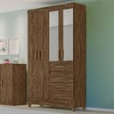 Ver imagem 2 de Guarda Roupa Sobral 110cm 4 Portas Castanho Wood com Espelho Moval