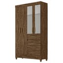 Ver imagem 1 de Guarda Roupa Sobral 110cm 4 Portas Castanho Wood com Espelho Moval