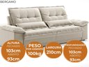 Ver imagem 6 de Sofá Bergamo 2,10m Retrátil e Reclinável Veludocristal Areia - Netsofas