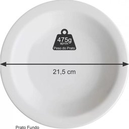 Jogo de 6 Prato Fundo Sopa Massa Branco Ceramica - Porcelart - 4