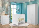 Ver imagem 1 de Quarto Infantil Lua Encantada Berço, Guarda Roupa e Comoda Branco
