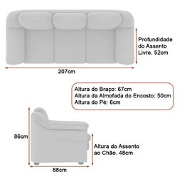 Sofás 2 e 3 Lugares 157cm | 207cm Áurea Courino Caramelo - Sallar Home - 5
