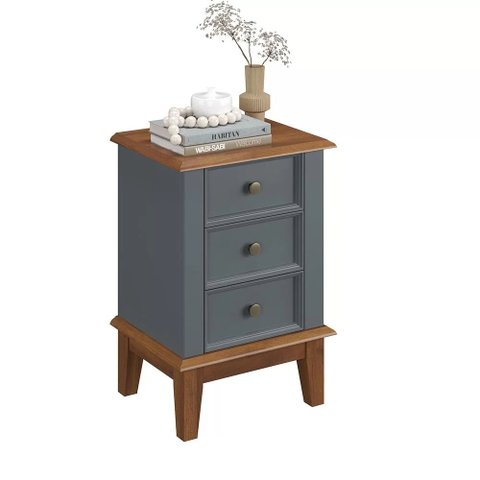 Mesa de Cabeceira Madeira Maciça - Cinza