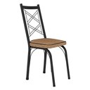 Ver imagem 3 de Kit 4 Cadeiras de Cozinha Delaware Estampado Rattan Bege Pés de Ferro Preto - Pallazio