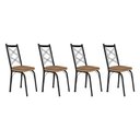 Ver imagem 1 de Kit 4 Cadeiras de Cozinha Delaware Estampado Rattan Bege Pés de Ferro Preto - Pallazio