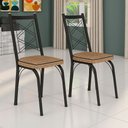 Ver imagem 2 de Kit 4 Cadeiras de Cozinha Delaware Estampado Rattan Bege Pés de Ferro Preto - Pallazio