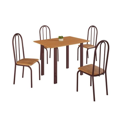 Conjunto Sala de Jantar Mila 4 Cad Ilhabela Marrom C- Jambo