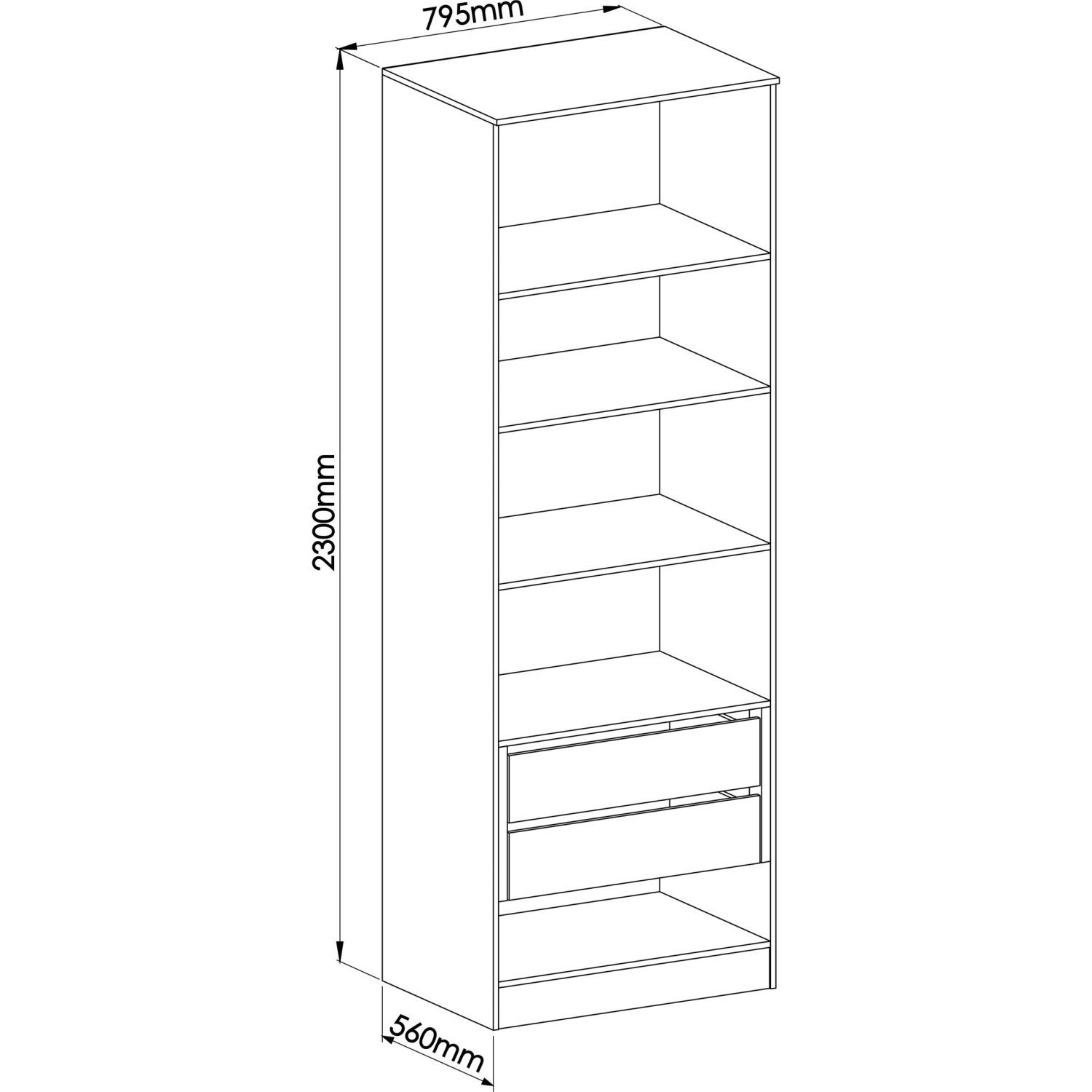 Guarda Roupa Modulado 2 Portas 2 Gavetas 4 Prateleiras Requinte  - 4