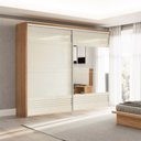 Ver imagem 1 de Guarda-roupa Roupeiro Casal 02 Portas de Correr 2,67m Mdf Dalla Costa: Freijó/off White