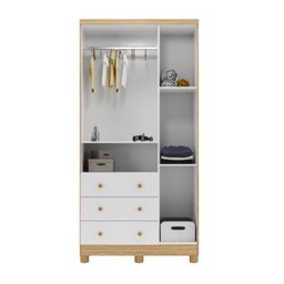 Guarda Roupa Peroba Tedy 3 Portas e 3 Gavetas Branco/amêndoa - 2