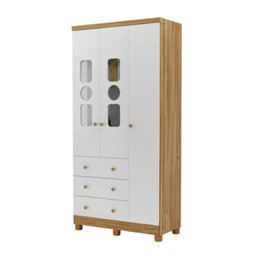 Guarda Roupa Peroba Tedy 3 Portas e 3 Gavetas Branco/amêndoa - 1