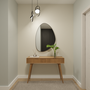 Espelho Orgânico 115cm X 70cm E02 Moldura Couro Preto